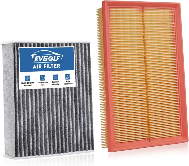 RVgolf Store Engine+Cabin Air Filters Set Fit for 2019-2021 Volkswagen Golf 1.4L, 2019-2021 Jetta 2019-2021 1.4L Engine Air Filter Replacement Automotive Accessories CF11643 5QM129620B - Image 1